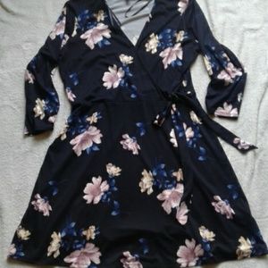 2 /$20 .... Apt.9 black floral  wrap mini dress
